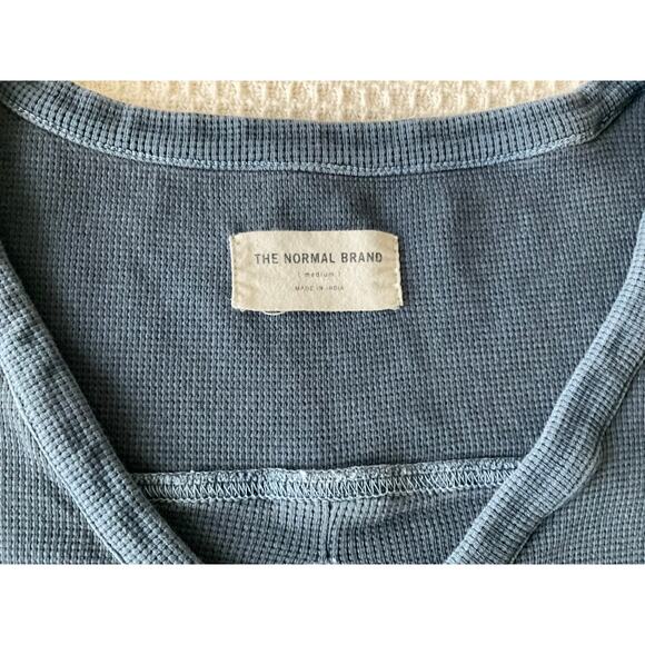 The Normal Brand Ribbed V Neck Top Shirt Long Sleeves Blue Women's M - Picture 5 of 8
